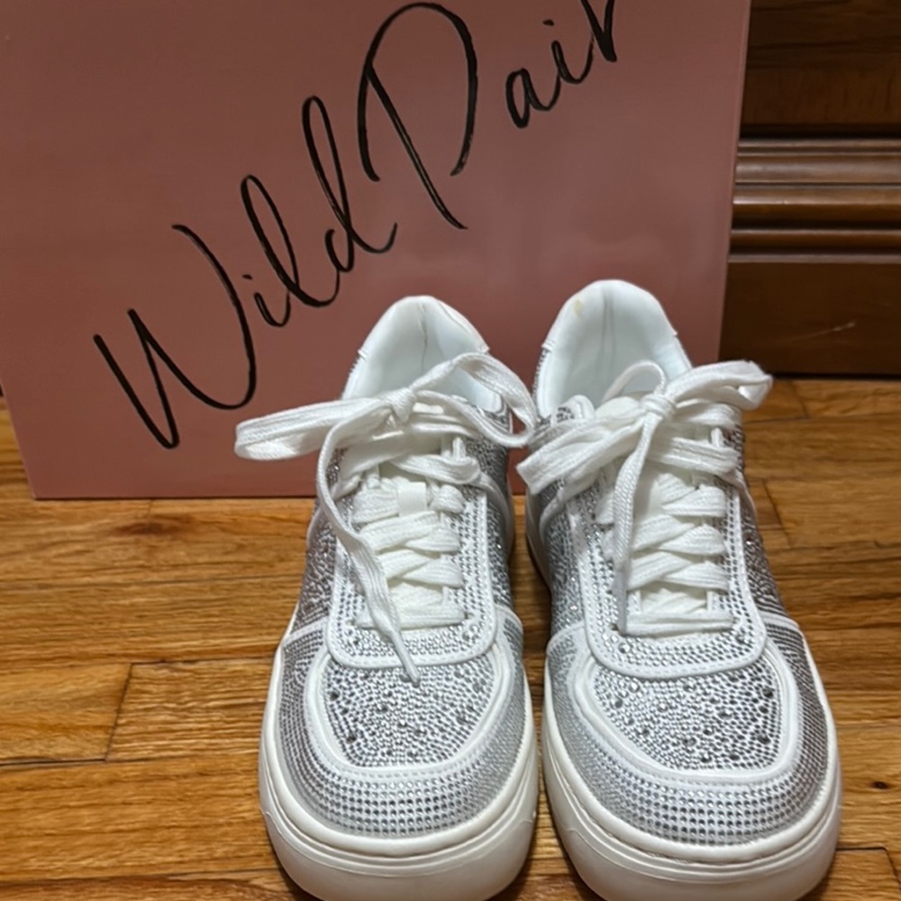 Wild Pair White and Silver Studded Sneakers - Picture 2 of 5